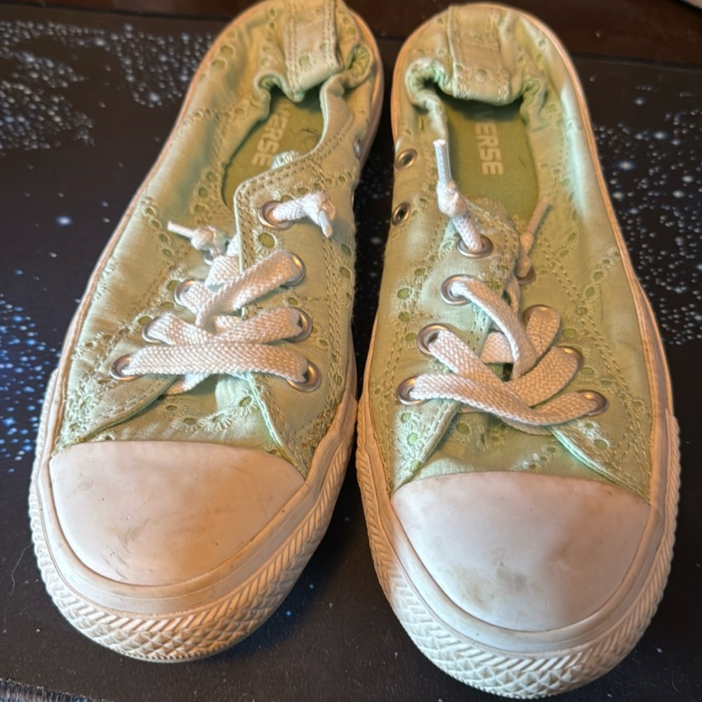Mint green Converse semi slip on sneakers